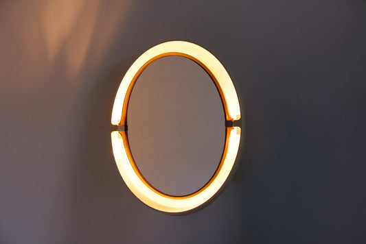 Alibert – Round Mirror with Integrated Frame, Europe 1970s-baan-collection-light